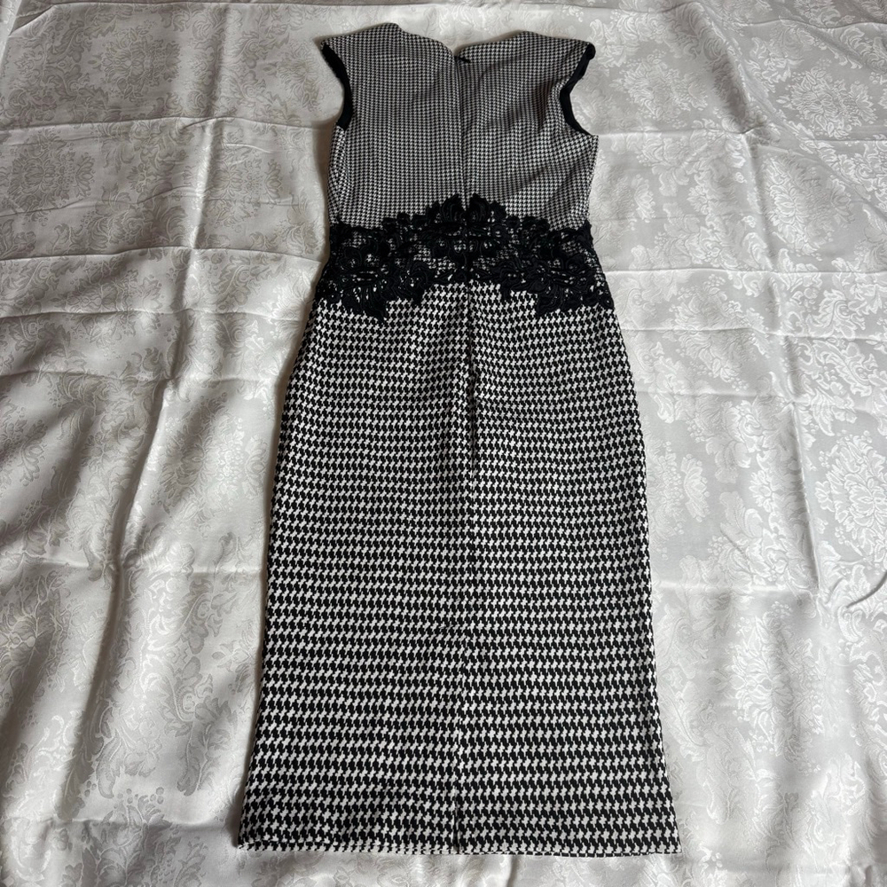 Women's NEW YORK & COMPANY Houndstooth Sheath Dress XS Black White - Picture 5 of 7